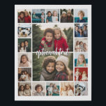 20 Photo Collage Optional Text - white background Faux Canvas Print<br><div class="desc">Use up to 18 square and 2 landscape/horizontal photos to create a unique and personal gift. For best results, crop your photos into squares before uploading. This trendy layout with a place for extra text or a monogram includes clean lines and a modern grid. If you need to adjust the...</div>