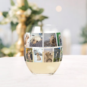 20 Photo Collage Personalised Stemless Wine Glass