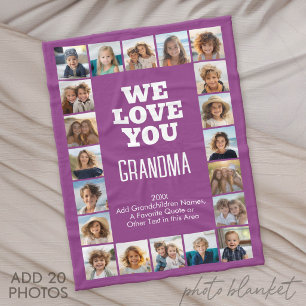20 Photo Collage - We Love You Grandma Fleece Blanket