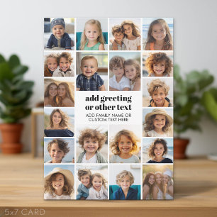 20 Photo Collage - White with Black Text Holiday Card