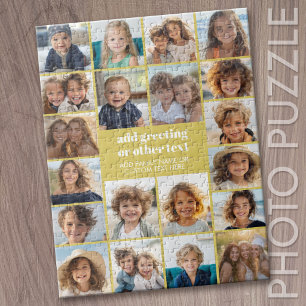 20 Photo Collage - White with Yellow Text Jigsaw Puzzle
