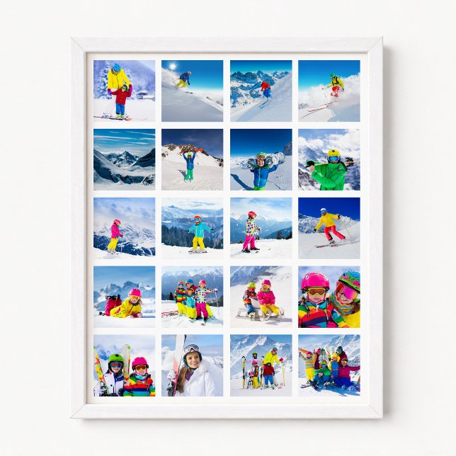 20 Photo Grid Collage White Poster (20 Photo Grid Collage White Poster)