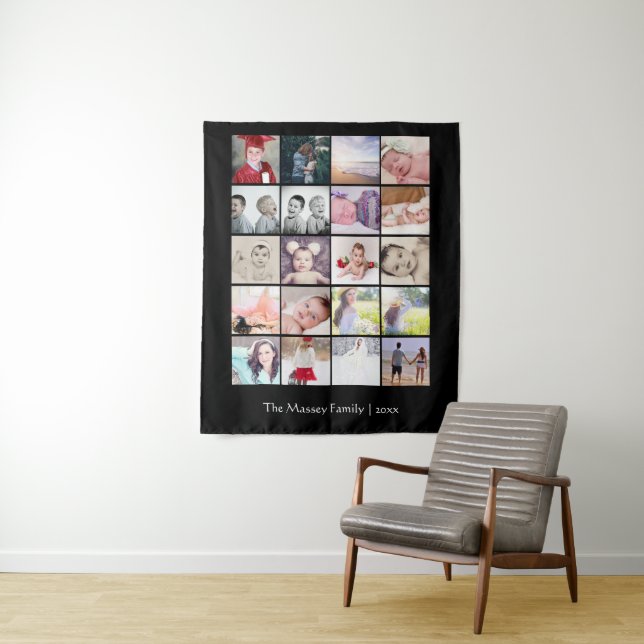 20 Photo Template Collage Personalised Tapestry (In Situ)