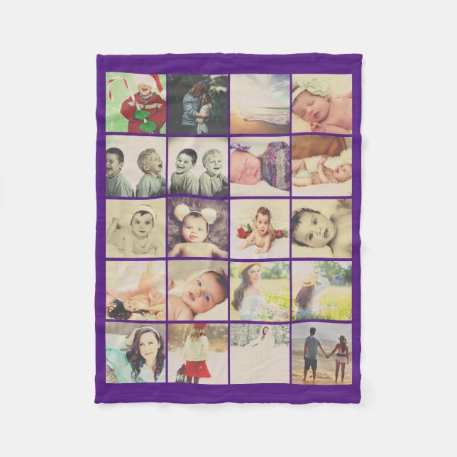 20 photos collage personalised fleece blanket (Front)