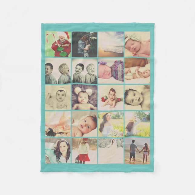 20 photos collage personalised fleece blanket (Front)