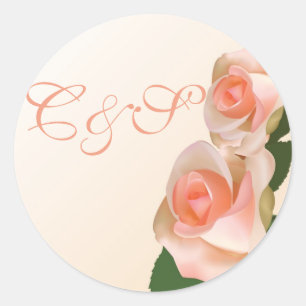 20 Pink Blush Rose Wedding Favour Stickers