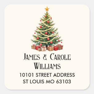 20 Pretty Christmas Tree Return Address Sticker