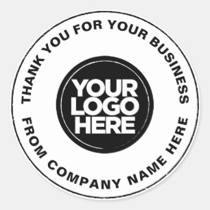 20 Professional Bold Thank you Personalised Logo Classic Round Sticker
