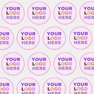 20 Promotional Company Business Logo, Pink Branded Classic Round Sticker
