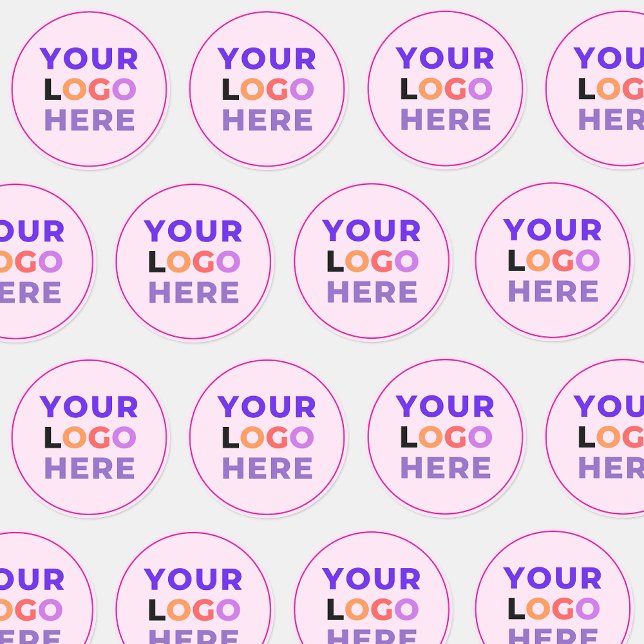 20 Promotional Company Business Logo, Pink Branded Classic Round Sticker (pink bulk stickers)