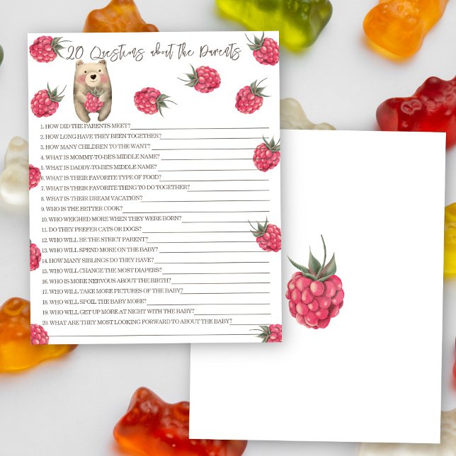 20 Questions about Parents - bear baby shower game (Creator Uploaded)