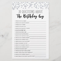 20 Questions About The Birthday Boy Editable Game