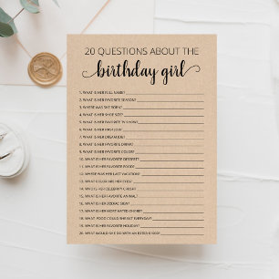 20 Questions about the Birthday Girl Birthday Card