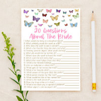 20 Questions About The Bride Bridal Shower Game