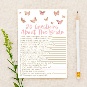 20 Questions About The Bride Bridal Shower Game Stationery