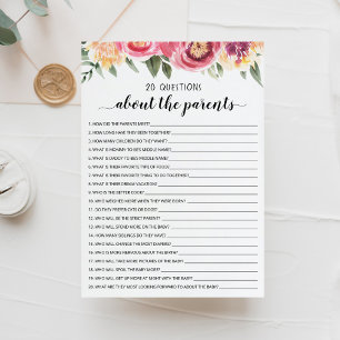 20 Questions about the Parents Baby Shower Card