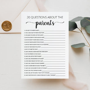 20 Questions about the Parents Baby Shower Card