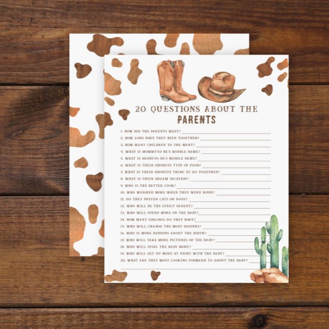 20 Questions about the Parents baby shower game (Creator Uploaded)