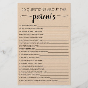 20 Questions about the Parents Baby Shower game