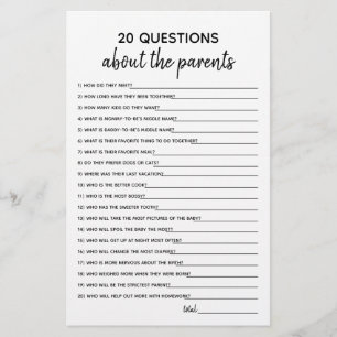 20 Questions Minimalist Baby Shower Game
