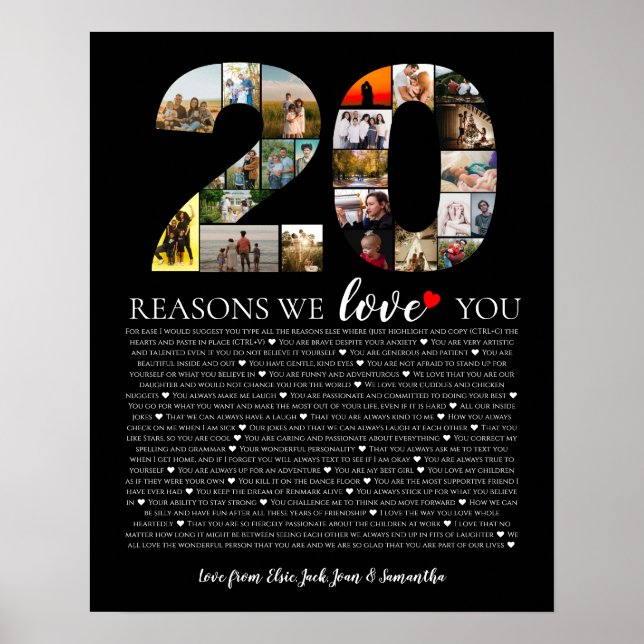 20 reasons why we love you anniversary photo poster (Front)