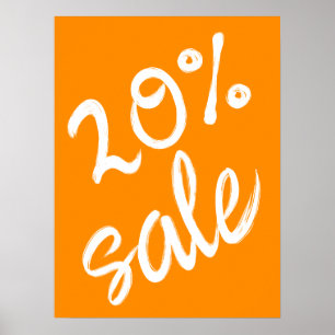 20% Sale Sign, 18x24 Summer Orange Sale Poster