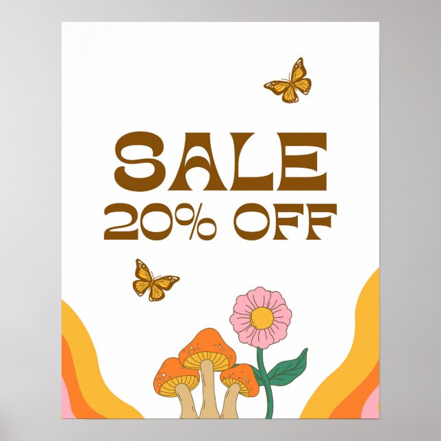 20% Sale Sign, Retail Sale Signage, Retro Sale Poster (Front)