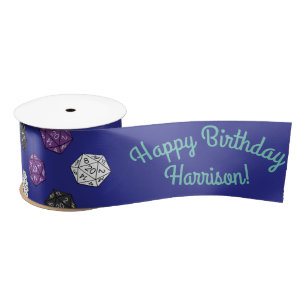 20 Sided Dice DND Games Birthday Party Satin Ribbon