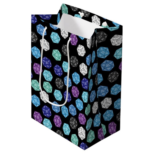 20 Sided Dice DND Games Kids Birthday Party Medium Gift Bag (Front Angled)
