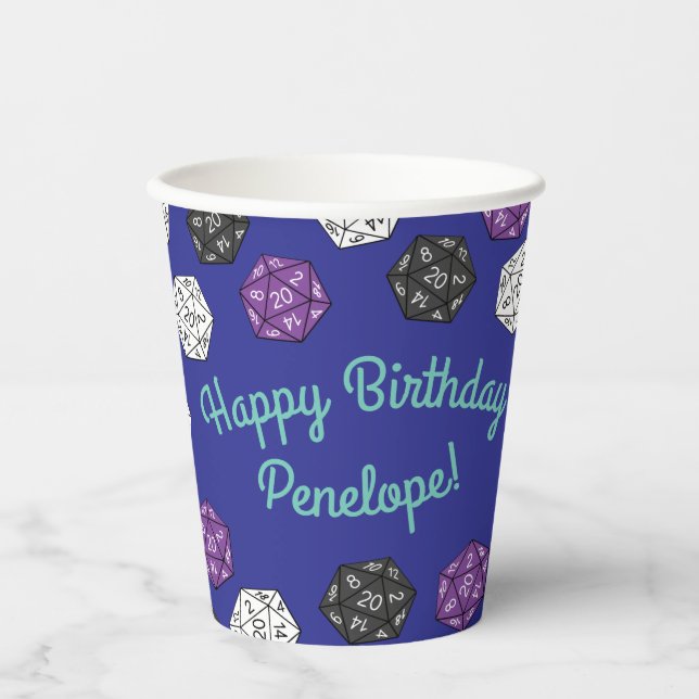 20 Sided Dice DND Games Kids Birthday Party Paper  Cups (Front)