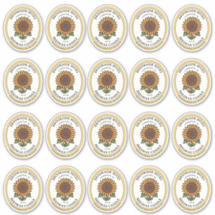 20 Small Jar Oval Sunflower Candle Label