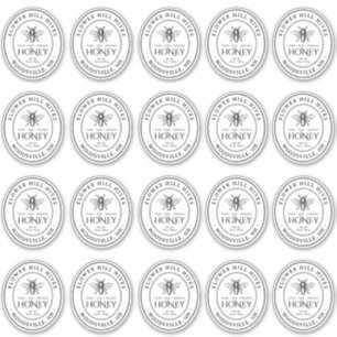 20 Small Oval Honey Label French Bee Queenline Jar