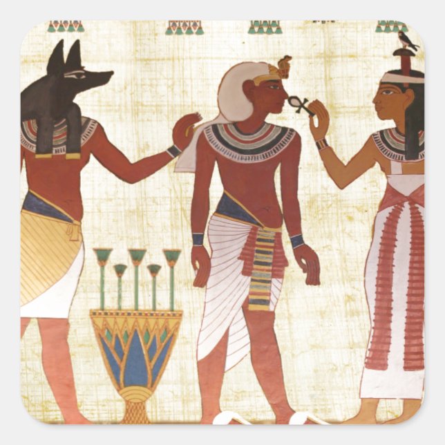 20 square stickers ancient egyptian tomb painting (Front)