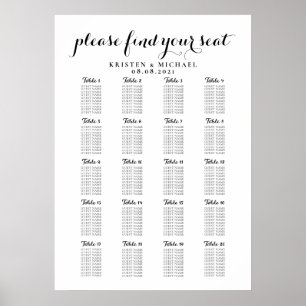 20 Table Large Wedding Guest Seating Chart