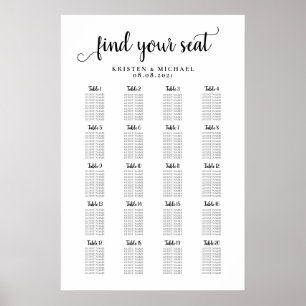 20 Table Large Wedding Guest Seating Chart