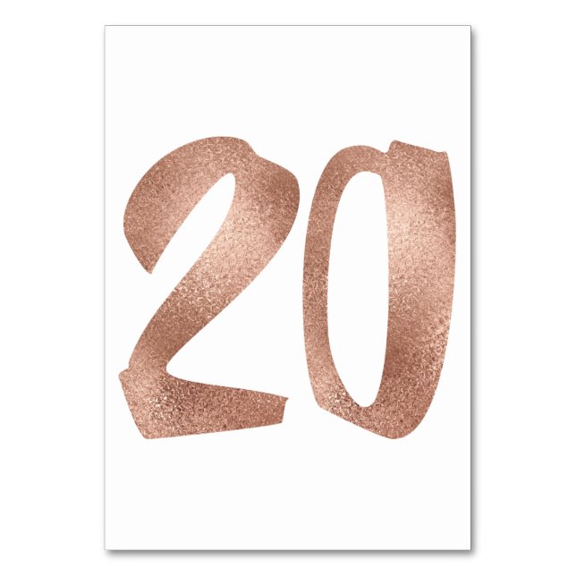 20 Table  Number White Metallic Pink Rose Gold (Front)