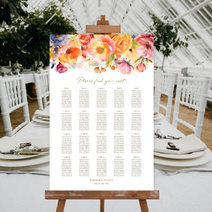 20 Table Spring Floral Wedding Seating Chart