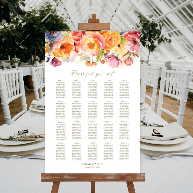 20 Table Spring Floral Wedding Seating Chart (Creator Uploaded)