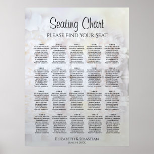 20 Table White Reflections Wedding Seating Chart