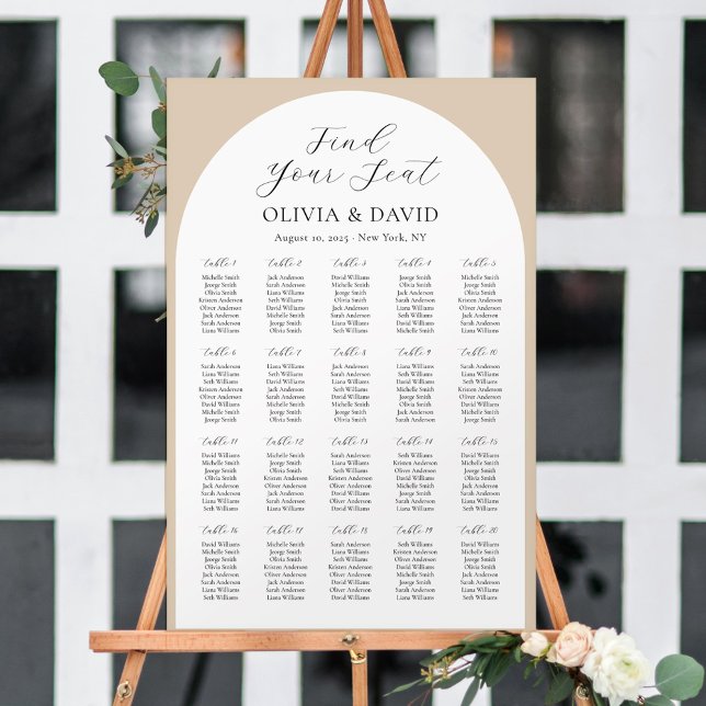 20 Tables Beige Arch Find Your Seat Seating Chart (Creator Uploaded)