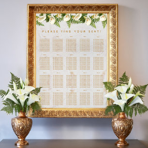 20 Tables Seating Chart Marble Calla Lilies Floral