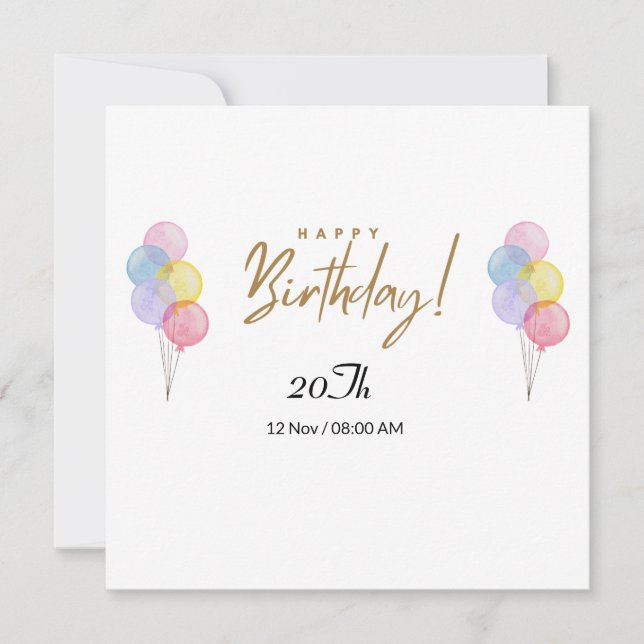 20 Th Birthday Card (Front)