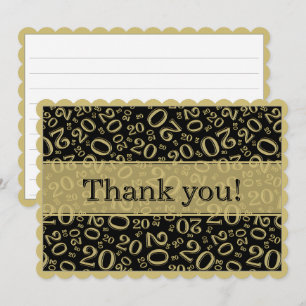 20 "Thank you!" Gold/White Number Pattern Thank You Card