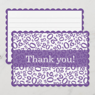 20"Thank you!" Purple/White Number Pattern Thank You Card