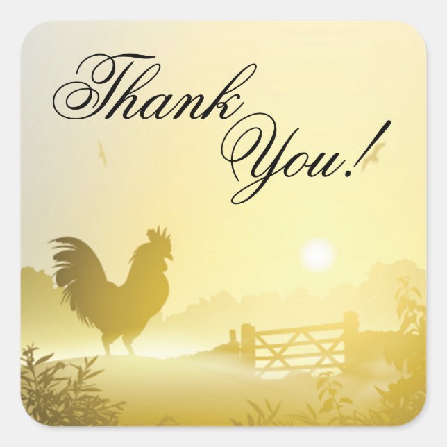 20 Thank You Stickers Sunny Morning Farm Country R (Front)