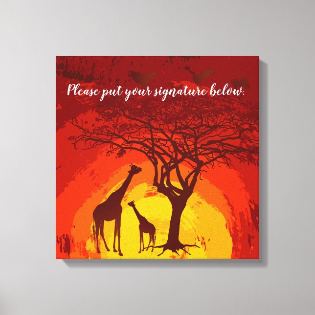 20"x20" Signature Canvas African Safari Giraffe Su Print (Front)