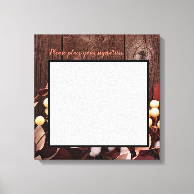 20"x20" Signature Canvas Cotton Branch on Dark Woo (Front)