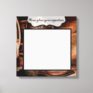 20"x20" Signature Canvas Cowboy Boots Barn Wood Ru