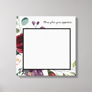 20"x20" Signature Canvas White Roses Gold Geometri Print