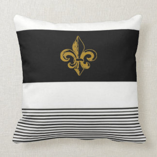 20 X 20 BLACK & WHITE FLEUR DE LIS PILLOW